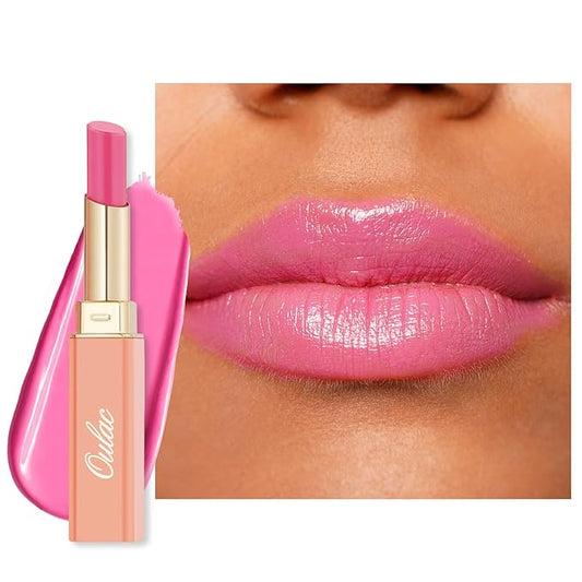 Oulac Pink Lipstick Moisturizing Shine Lipstick - Moisturizing Lip Stick Glossy Tinted Lip Balm, Sheer Shine Juicy Finish, Lightweight and Hydrating Formula for Dry Lip Care, Vegan 2.2g/0.07oz (06)
