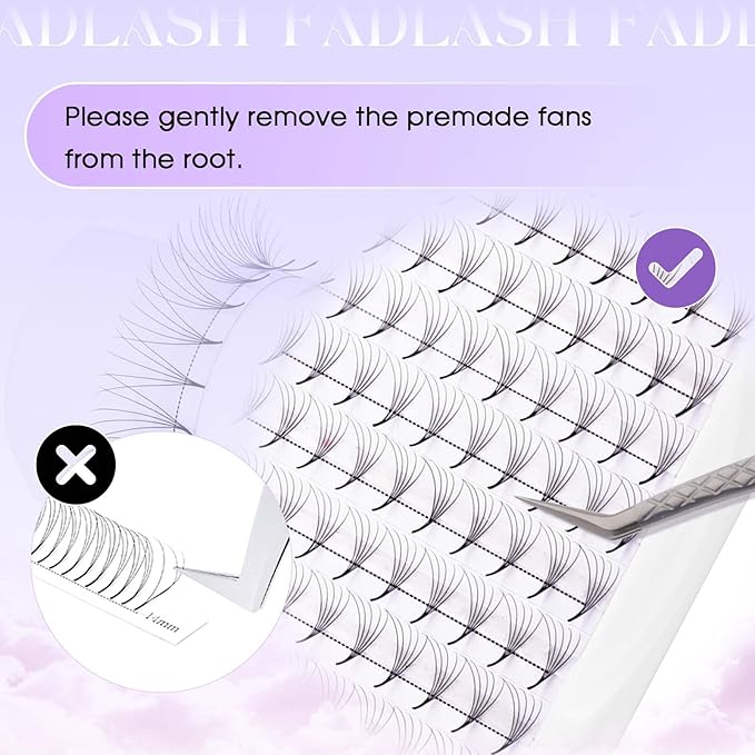 FADLASH Premade Lash Fans C Curl Premade Fans Eyelash Extensions 5D 0.07 Volume Lash Fans Premade Handmade Premade Lash Extensions Fans (5D-0.07C-9mm)