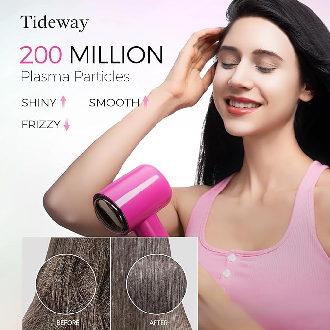 Tideway Hair Dryer Professional High-Speed Ionic Blow Dryer 110,000 RPM, Compact Hair Dryer with Magnetic Diffuser, Fast Drying with Brushless Motor Low Noise Smart Temperature Control-H11