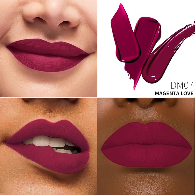 Depuplum Magenta Lipstick Matte for Women Color Stay Long Lasting Lipstick Smudgeproof Liquid Lipsticks Cruelty Free Lip Color, DM07 Magenta Love