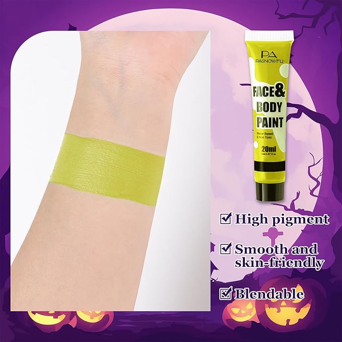 Ogre Green Face Paint - Professional Water-Based Non-Toxic Body Painting for Shrek Halloween SFX Cosplay, Cream Formula Washable paint for Costume Party Theater Stage Performance