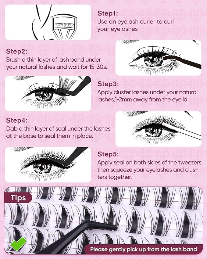 OKAYLOVE Manga Lash Clusters Kit, BUNNY 8-18mm Anime Cluster Eyelash Extensions Kit, 120pcs CC Curl Fairy Wipsy Lashes Clear Band Natural Eyelashes with Bond and Seal, Remover, Tweezers
