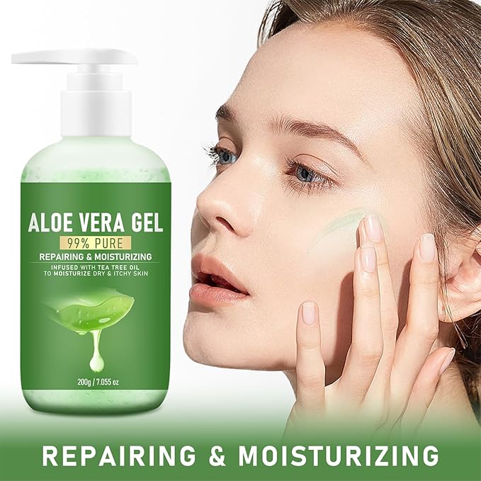 99% Pure Aloe Vera Gel for Face & Body，Aloe Vera Gel Body Moisturizer Cream，Deeply Hydrates and Moisturizes Dry Skin and Soothes Sunburns，Suitable for All Skin Types，7.055Fl Oz