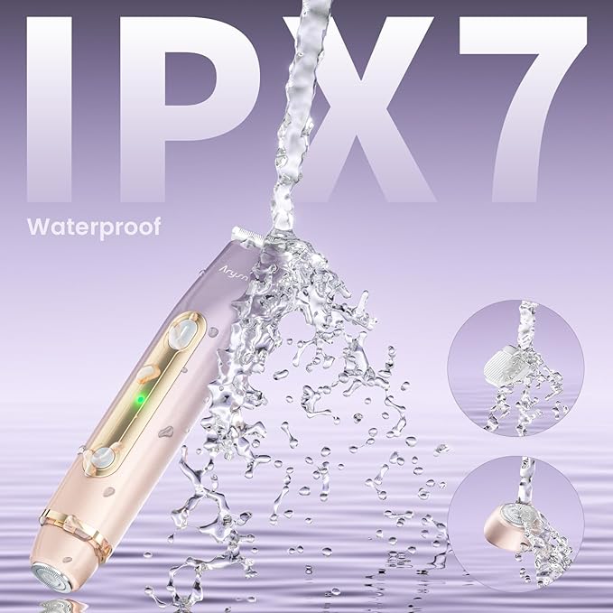 Bikini Trimmer for Women, 2 in 1 Dual Head Rechargeable Electric Shaver, Painless Pubic Hair Trimmer for Underarm Leg Arm Body Face– IPX7 Waterproof & Travel-Friendly, GoldPurple