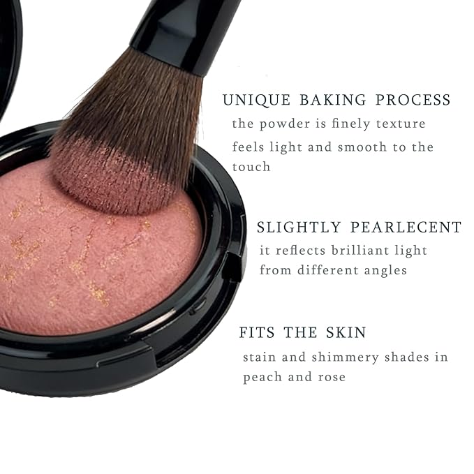 K'APEINE Baked Blush, Light Pink Single Powder Blush for Cheeks Shimmer Silky Smooth Pressed Powder Blushes Highly Pigment Makeup Palette Long-Lasting Face Makeup for Women Beauty for Festivals-02#