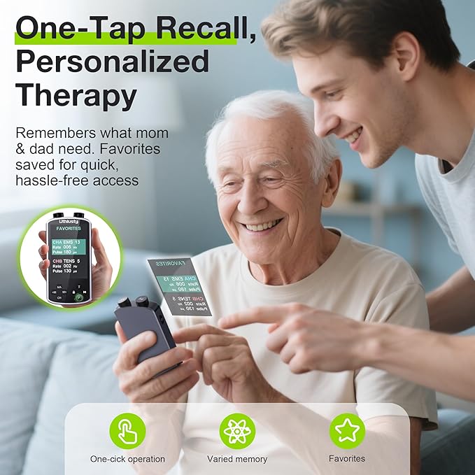 TENS Unit Muscle Stimulator with Color Display,Dual Channel TENS EMS Machine with Customizable Frequency&Pulse Width,36 Modes,20 Intensity Levels,Rechargeable Pain Relief Device–Black(Button Layout B)