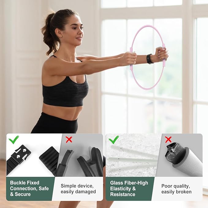Yoga Pilates Resistance Ring, Anti-Slip Silicone Leg and Butt Trainer for Home Workouts, Postpartum Toning, Office Exercise