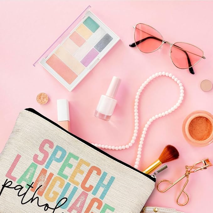 QGFM Speech Language Pathologist Gifts Makeup Bag for Women, SLP Gifts for Speech Language Pathologist, Speech Therapist Gifts, LP Appreciation Gifts, Speech Therapy Makeup Cosmetic Bag for Purse