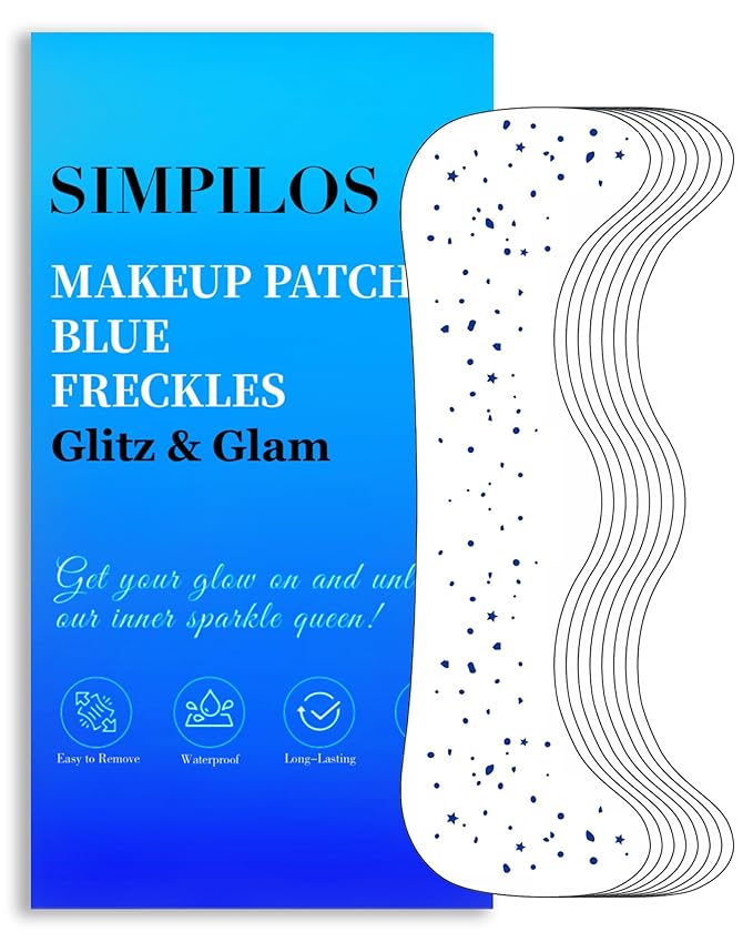 Blue Face Glitter - Waterproof and Long-Lasting Body Glitter Makeup Patches, Sparkle Rave Accessories for Festivals and Parties (Blue - 8 Sheets)