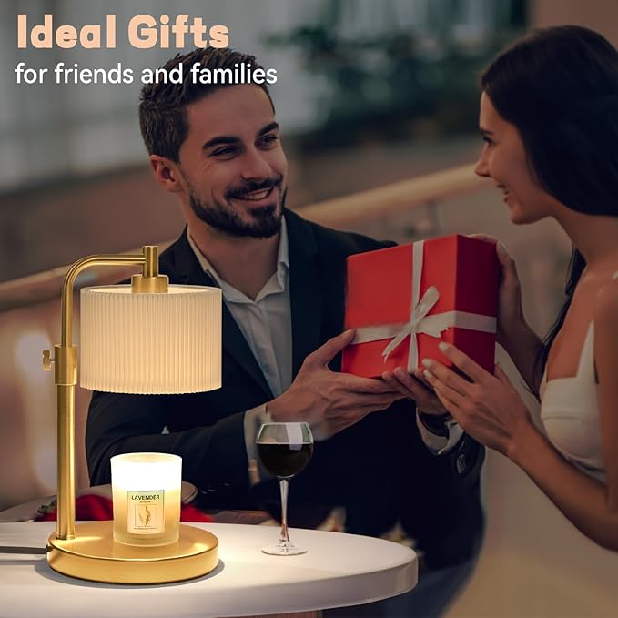 Candle Warmer Lamp with Timer, Candle Wax Warmer Adjustable Height Candle Lamp Warmer for Jar Candles, Christmas Gifts House Warming Gifts for Women(Gold-Upgrade)