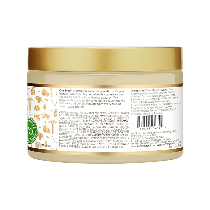 African Pride Moisture Miracle Pre-Shampoo Hair Detangler with Aloe & Coconut Water (Pack of 3) | Minimizes Breakage, Hydrates & Strengthens | Pre-Poo Treatment for Natural Coils & Curls | 12 oz.