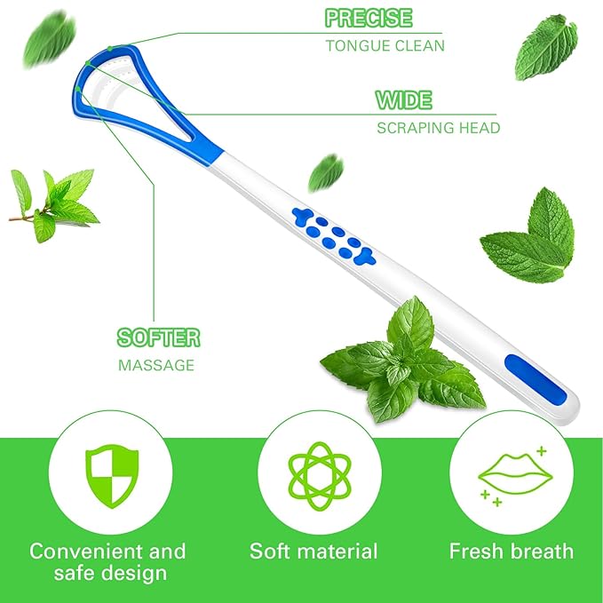 Yinkin 18 Pcs Tongue Scraper for Adults, Tongue Scraper Cleaner, Oral Care Brush for Reducing Bad Breath Adults Healthy Oral Care Tools Easy to Use