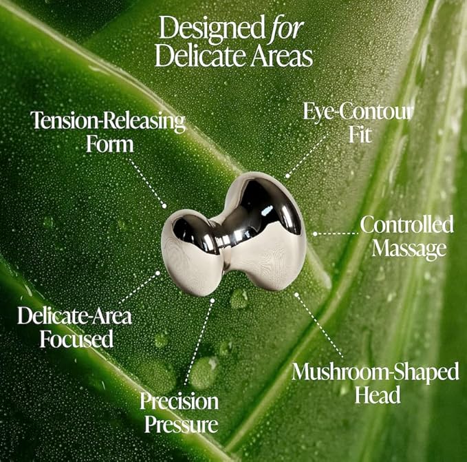 Blumenes - Mushroom Gua Sha Tool - Stainless Steel Massage Tool for Face & Body - Cold & Heat Retention for Relaxing Spa Experience - Durable Stainless Gua Sha for Enhanced Skincare Routine