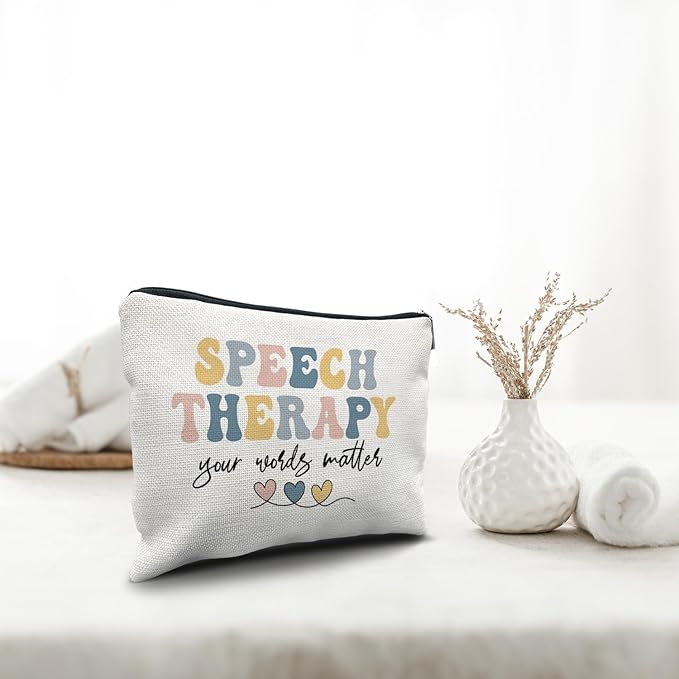 Nogrit Speech Therapy Gifts Makeup Bag,SLP Speech Pathologist Gifts, Speech Therapist Gift SLP Gifts for Speech Language Pathologist Small Cosmetic Makeup Bag for Purse