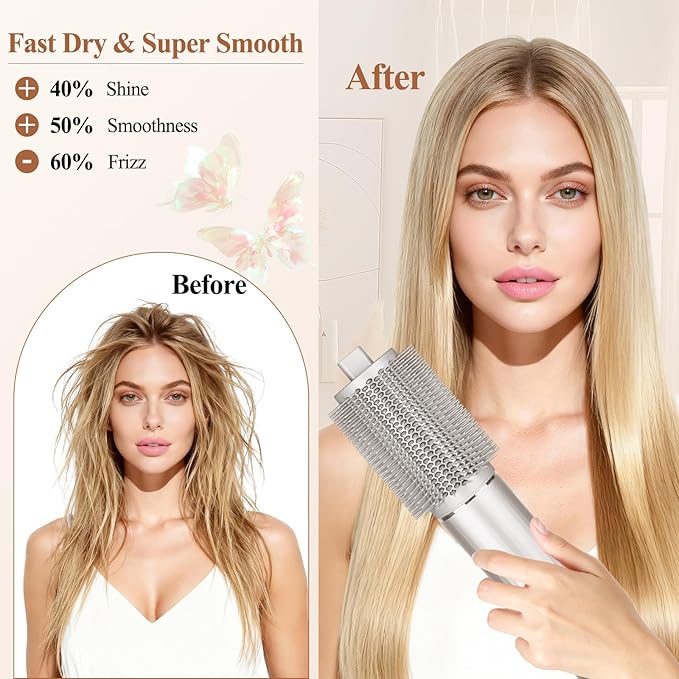 Upgraded Large Round Volumizing Brush for Shark FlexStyle Attachment, Big Barrel Round Brush Compatible with Shark Flex Style, Fast Blowouts Smooth Bends Full Volume Tool for All Hair Type