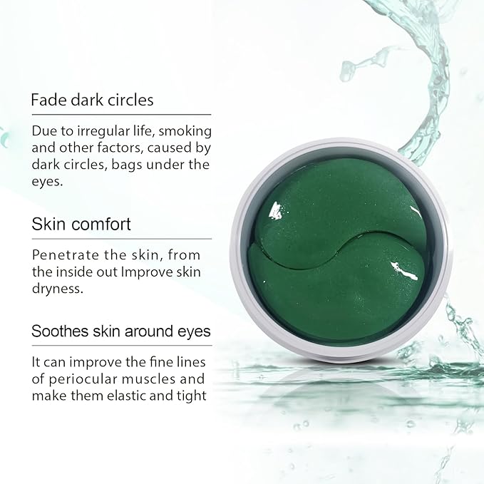 MOND'SUB Under Eye Patches for Puffy Eyes and Dark Circles, Eye Masks for Sleep,Brighten,Fine Lines & Hydration,Green Eye Masks