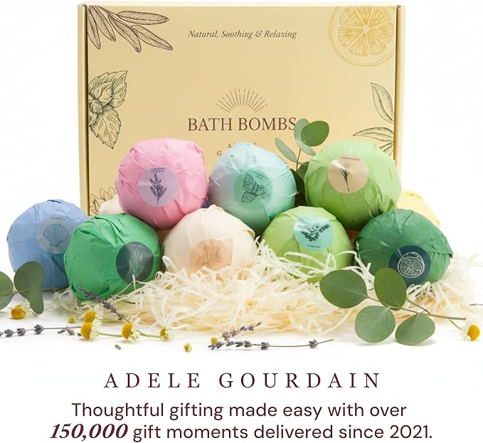 Bath Bombs Set Pack of 12 Pcs Gift Set for Women - Large 150g Oversized Bath Bombs for a Soft Skin Feel, Spa Gift Set for Birthday, Valentine's Day or Mothers Day, Gift Box Idea for Her