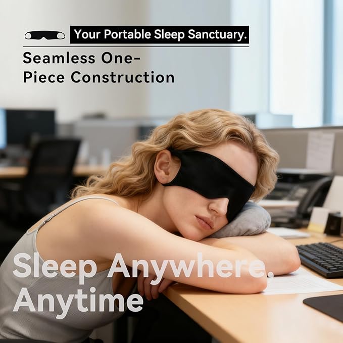 MIUTARMINI Ultra-Thin Sleep Mask for Travel & Outdoor, 0.3mm & 5g, Breathable Total Blackout Eye Mask, 99.7% Sun Blockout with Portable Leather-Feel Pouch for Beach, Camping, Flights & Office Nap
