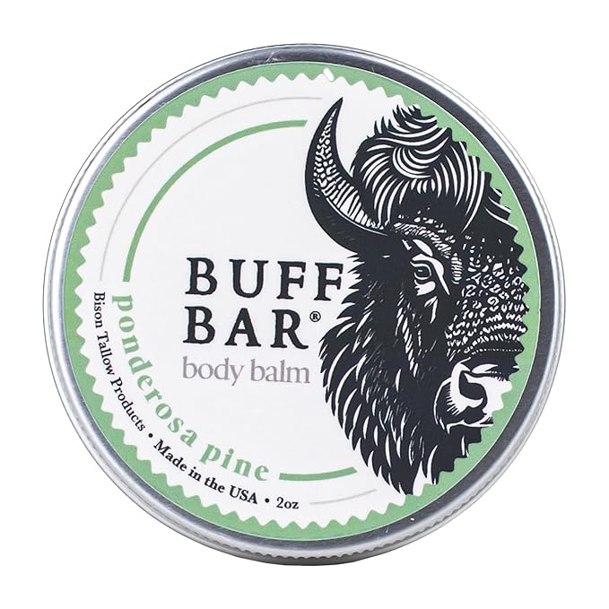 Big Crazy Buffalo BUFF BAR Pure Bison Tallow Balm, Ponderosa Pine - Scents of Pine, Cypress, & Cedar - All Purpose, Body Butter, Hydrating, Naturally Derived, Replaces Lotion - For Dry, Itchy Skin