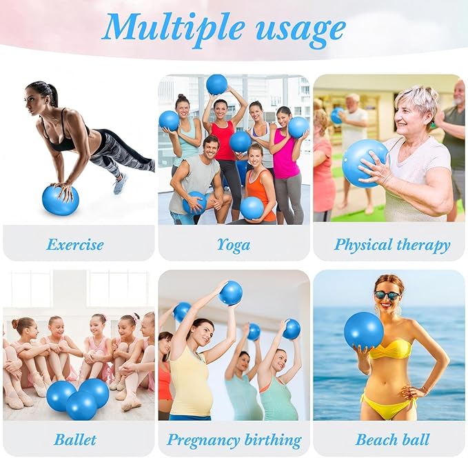 Aoriher 10 Pcs Small Exercise Pilates Ball 9 Inch Mini Yoga Balls Anti Burst and Slip for Stability, Fitness, Physical Therapy, Stretching & Core Strength Workout at Home Gym Office