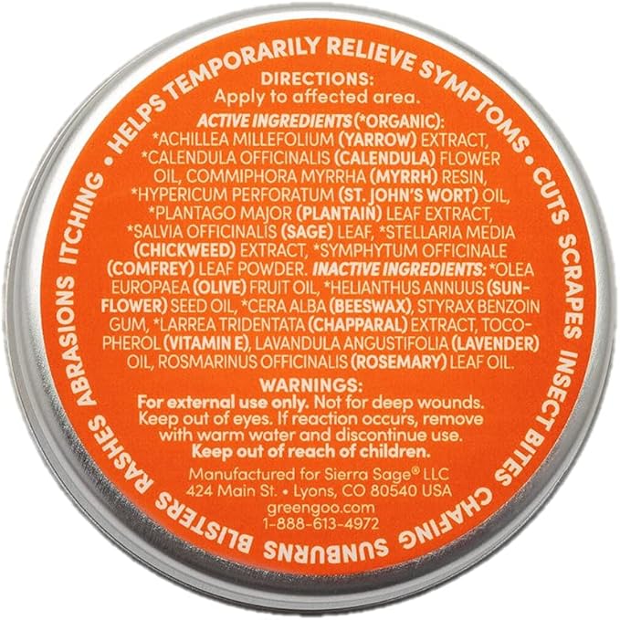 Green Goo Natural Skin Care for Cracked Hands and Feet, White, First Aid, Large Tin, 1.82 Ounce