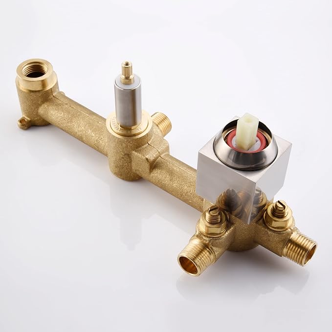 SUMERAIN Brushed Nickel Rain Shower System with Handheld Shower, Pressure Balance Shower Head System with Rough in Valve