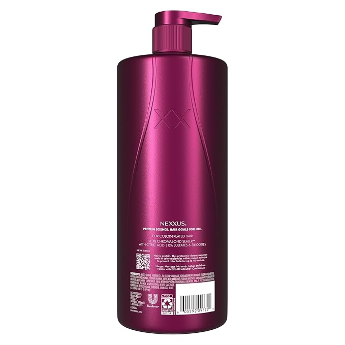 Nexxus Color Assure Sulfate-Free Shampoo with ProteinFusion For Color-Treated Hair for Enhanced Color Vibrancy, Silicone Free Shampoo with Pump 33.8 oz