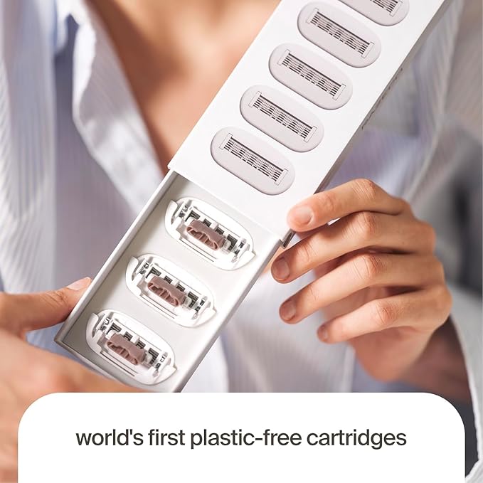 Pro – Plastic-Free Razor | 1 Handle + 2 Plastic-Free Cartridges With 5 Precision Blades | (Body)