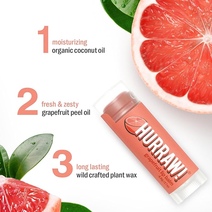 Hurraw! Grapefruit Lip Balm, 3 Pack: Palm