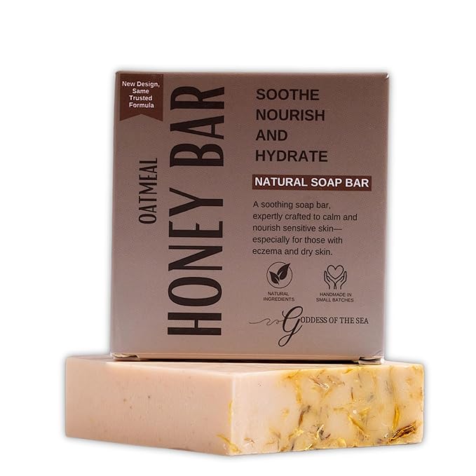 Oatmeal & Honey Bar – Natural Soap for Eczema, Dry & Sensitive Skin | Moisturizing & Soothing Relief | Handmade with Organic Oats, Honey & Shea Butter | Gentle & Vegan (1)