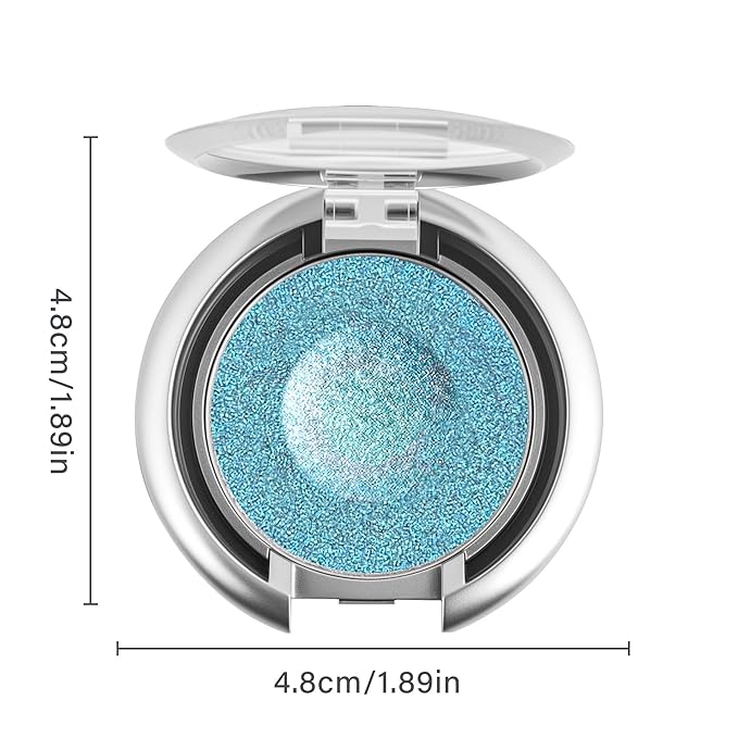 Glitter Eyeshadow,Multichrome Holographic Blue Shimmer Eye Shadow,Chameleon High Pigmente Sparkly Shadows Palette，Iridescent Metallic Eye Highlighter，Makeup for Rave，LongWear,02#