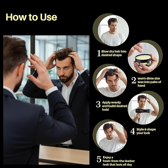 My De Luca Flossy Hair Wax for Men, Water-Based Hair Wax Stick, Remoldable Hair Pomade for Styling and Adding Volume, Frizz Stick Gel Alternative, Alcohol-Free Hair Care Products Made in Italy, 100 ml