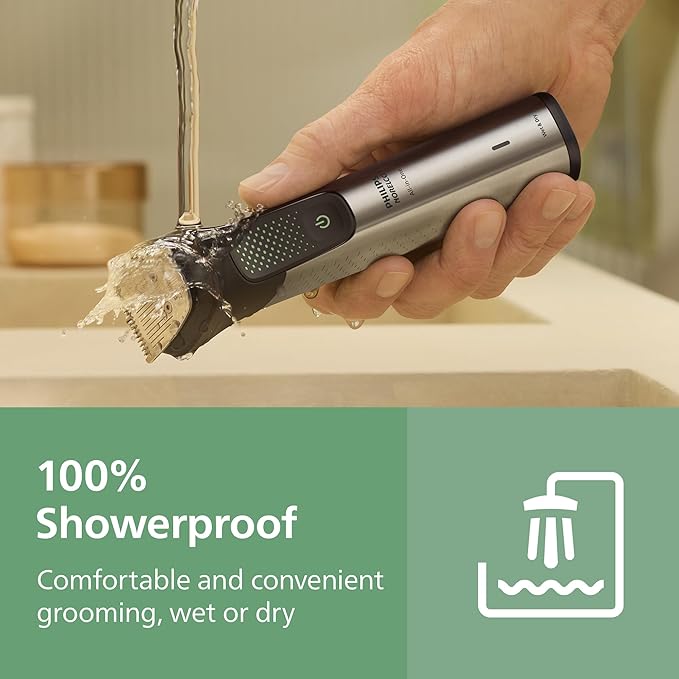 Philips Norelco All-in-One 9000 Series 25-Piece Trimmer - Electric Shaver and Clipper for Face, Beard, Head & Body, Self-sharpening Full Metal Blades, 27 Length Settings (0.5-20 mm), MG9580/40
