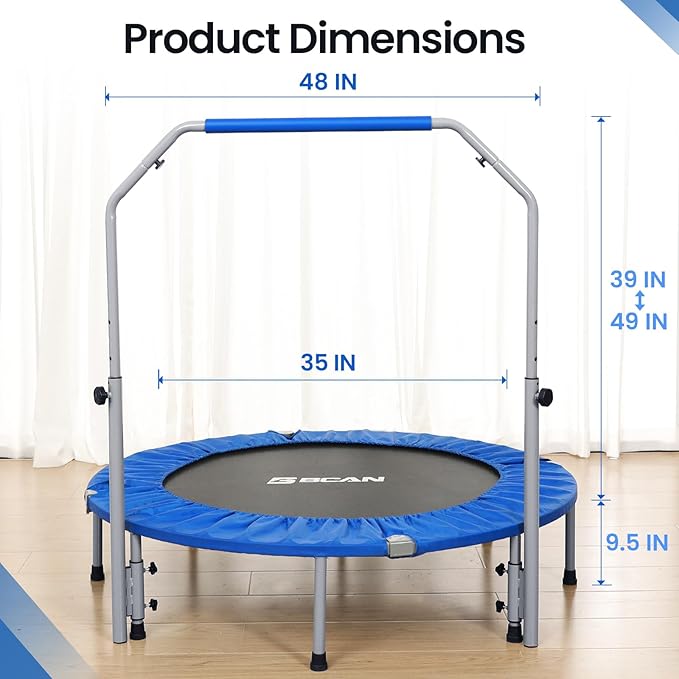 BCAN 40/48" Foldable Mini Trampoline Max Load 330lbs/440lbs
