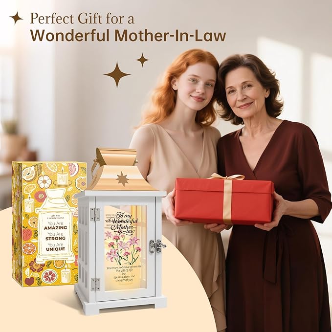 Mother in Law Gifts - Candle Warmer Lamp with Timer Dimmer, Heartfelt Wax Melter Lantern for Mother in Law Birthday Mothers Day Christmas