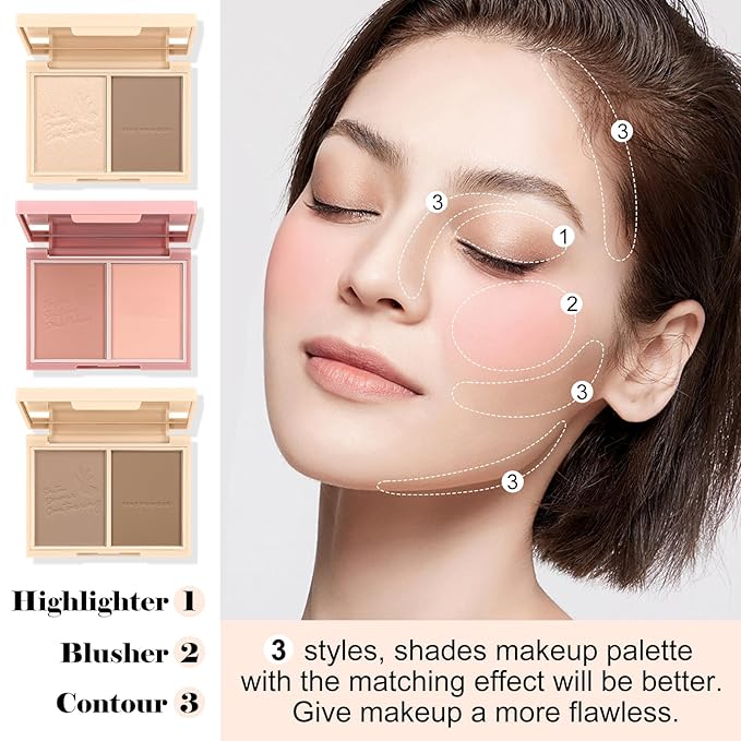 Boobeen Highlighter Contour Makeup Palette Face Matte Bronzer