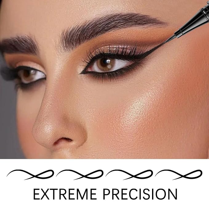 Waterproof Liquid Eye Liner, Stay One Day Makeup with Fine Brush Tip Lasting Satin Finish, Smudge-Proof & Transfer-Resistant (01# Jet Black)