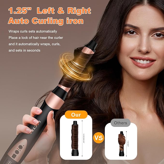 6-in-1 High-Speed Air Styler,110,000 RPM Professional Hair Dryer Brush-Fast Drying with No Heat Damage,Auto-Wrap Curlers for Effortless Salon Curls & Smoothing,Ionic Care & Travel Ready (Rose Gold)