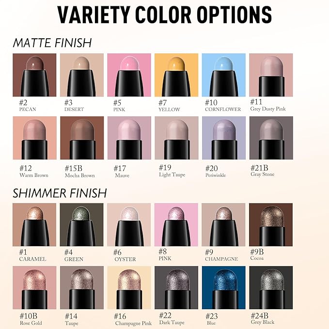 Cream Eyeshadow Stick, Grey Dusty Pink Matte Eye Shadow Pencil Waterproof & High Pigmented Crease-Proof Neutral Eyeliner Blendable Rose Eyeshadow Crayon Daily Makeup for Women
