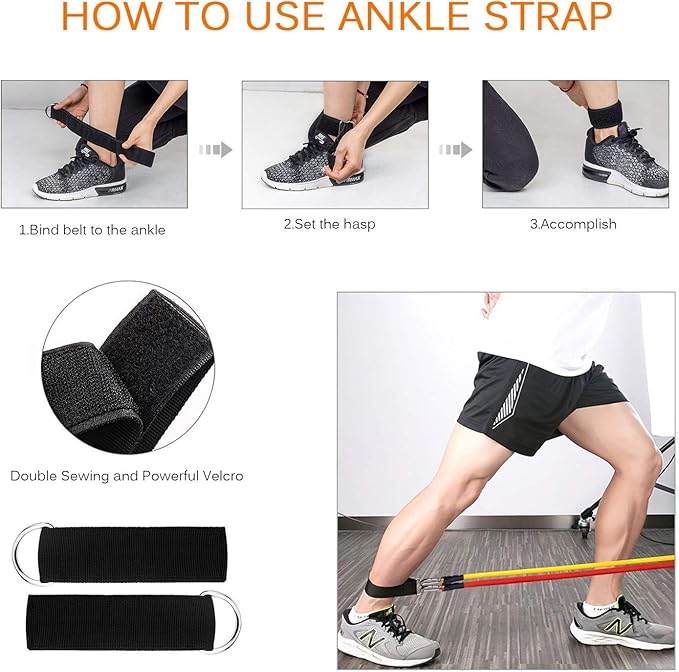 Resistance Bands Set, Himaly Exercise Bands Strength Training Fitness Bands Workout Elastic Bands with Legs Ankle Straps, Door Anchor, Handles & Carry Bag for Home Outdoor Workouts