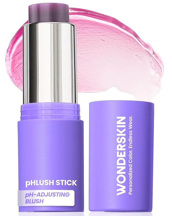 Wonderskin Cream Blush Stick pH-Activated - pHlush Multi-Use Stick, Cream Tint for Cheeks and Lips, Cooling Nourishing Color-Adjusting Makeup