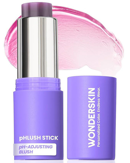 Wonderskin Cream Blush Stick pH-Activated - pHlush Multi-Use Stick, Cream Tint for Cheeks and Lips, Cooling Nourishing Color-Adjusting Makeup