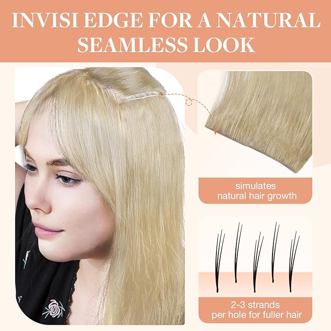 GOO GOO Invisi Edge Clip in Hair Extensions, 24inch 160g 7Pcs, Injected Seamless PU Clip in Hair Extensions, Virgin Real Human Hair, #18ET90A Natural Blonde Balayage