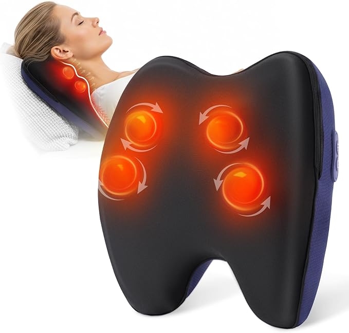 Shiatsu Neck and Back Massager with Heat, Neck and Shoulder Massagers, Deep Tissue Kneading Massage Pillow for Lower Back, Shoulder, Leg Muscle Pain Relief, Relax Christmas Gift for Woman Man Dad Mom