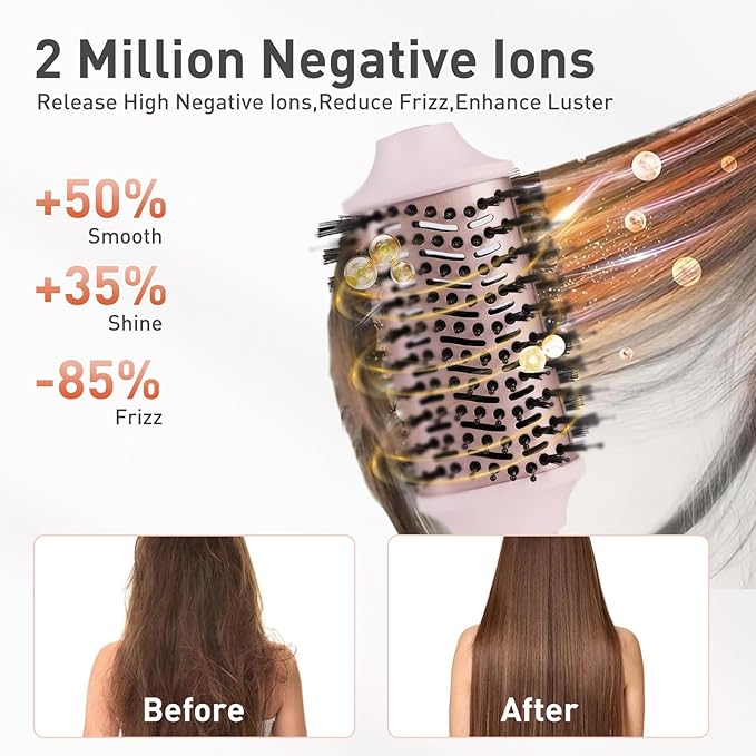 TANSHINE Blow Dryer Brush,5 in 1 Professional Hot Air Styler Hair Dryer Brush Styler,Powerful High-Speed Dryer Air Curler for Fast Drying Curling Volumizing Straightening Styling,Ionic Technology,Pink