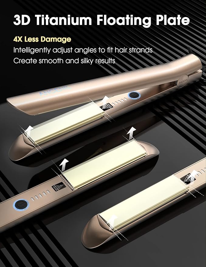ANGENIL Nano Titanium Flat Iron Straightener and Curler 2 in 1, Fast Heating, Dual Voltage 1 Inch Styling Iron for All Hair Types