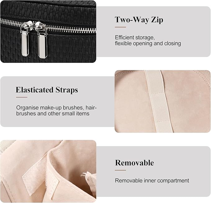 honitty Makeup Bag, Travel Make up Case with Compartments and Handle, Portable Cosmetic Organizer Bags,Toiletry Bag for Women