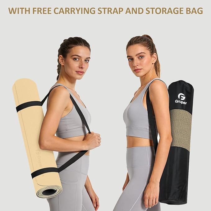 Yoga Mat Non Slip, 72"L x 24"W x 0.24"/0.32"TH, Anti-Tear Exercise Mat with Carrying Strap and Bag, Pro TPE Yoga Mats for Women, Workout Mats for Home, Pilates and Floor Exercises
