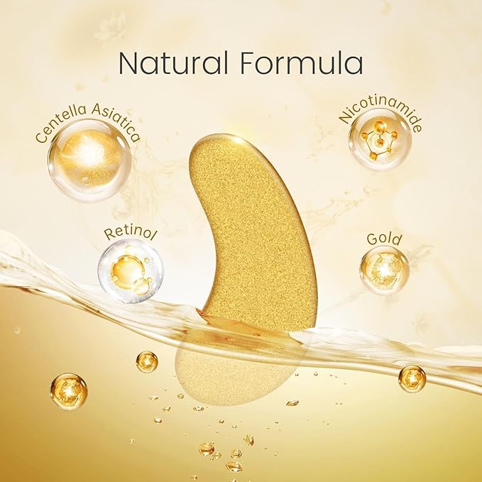 REDANHA 24 Pairs 24K Gold Under Eye Patches Face Masks Dark Circles Puffy Eye Bags Collagen Skincare Spa Trip Gift Eye Mask