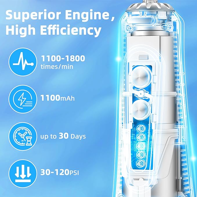 Water Flosser,300ML Water Pulse flossers-5 Modes&6 Replaceable Jet Tips for Teeth Cleaning and Flossing,Rechargeable (Pink)